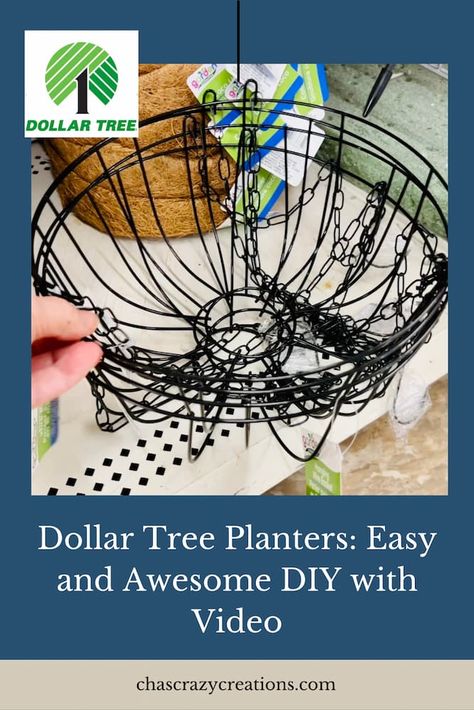 Run and grab some Dollar Tree planters, and create this awesome and easy DIY on a budget. You won't believe the useful possibilities. Hanging Pots From Trees, Diy Outdoor Planters Ideas, Dollar Store Hanging Basket Ideas, Outdoor Plant Hangers Diy, Wire Planter Basket Ideas, Easy Hanging Plants Outdoor, Dollar Tree Patio Ideas, Wire Basket Planter Ideas, Repurpose Hanging Basket