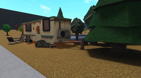 Bloxburg Trailer Park, Bloxburg Apocalypse, Bloxburg Trailer House, Bloxburg Trailer, Bloxburg Reference, Trailer Layout, Bloxburg Neighborhood, Neighborhood Ideas, Bloxburg Inspiration