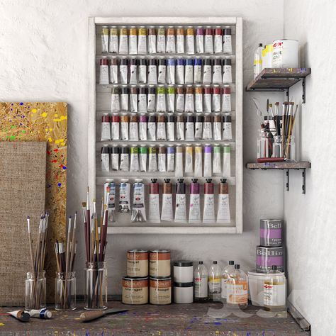 Art Studio Inspiration, Art Studio Storage, Cool Office Space, Art Studio Space, Art Studio Organization, Art Supplies Storage, Art Studio Room, Art Studio Design, Art Supply Organization