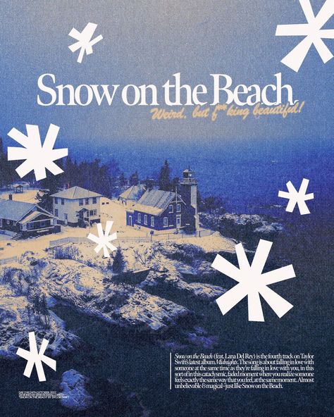 Snow On The Beach, Taylor Lyrics, Dorm Posters, Taylor Swift Posters, Brush Script, Blue Poster, Vintage Poster Art, Art Collage Wall, Pen Tool