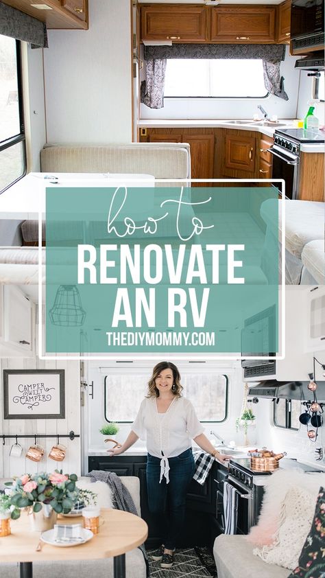 Budget renovation of a 1990s fifth wheel travel trailer with paint, fabric, wallpaper, and hardware Wallpaper In Camper Travel Trailers, Wallpaper In Rv, Fifth Wheel Remodel, Rv Life Hacks, Trailer Redo, Rv Design, Camper Restoration, Caravan Vintage, Rv Decorating