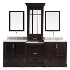 ARIEL Stafford Espresso Undermount Double Sink Bathroom Vanity with Quartz Top 85-in x 22-in M085D-ESP, Brown Room Vanity Ideas, Vanity Ideas, Vanity Set With Mirror, Double Vanity Bathroom, Double Sink Bathroom, White Quartz Countertop, Double Sink Vanity, Double Sink Bathroom Vanity, Sink Vanity