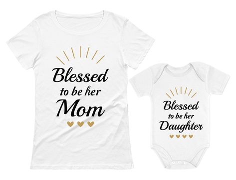 Blessed Mommy and Me Mom TShirt and Daughter Bodysuit Matching Set for Mothers Day Mom White Medium/Daughter White 6M 36M * See this terrific item. (This is an affiliate link ). #babygirlclothing Mother Daughter Matching Outfits, Mom And Daughter Matching, Mother Daughter Outfits, Mommy And Me Shirt, Mom Tshirt, Mommy Baby, Basic Wear, Usa Outfit, Girl Clothing