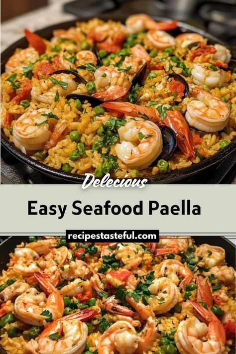 This Easy Seafood Paella is a vibrant and flavorful dish, perfect for both special occasions and weeknight dinners. With a delightful mix of shrimp, mussels, and optional squid, it features a rich blend of spices and a colorful presentation. Cajun Comfort Food, Paella Recipe Seafood, Christmas Recipes Easy, Paella Recipe, Seafood Paella, Easy Seafood, Christmas Food Dinner, Breakfast For Dinner, Weeknight Dinners