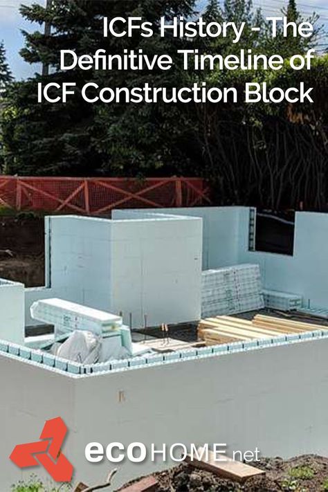 Building with ICF blocks?👷 🪚🔎 Discover the history of ICF construction 𝙀𝙘𝙤𝙝𝙤𝙢𝙚 𝙝𝙖𝙨 𝙢𝙤𝙧𝙚: https://www.ecohome.net/guides/1539/the-definitive-history-of-icfs-blocks-in-construction/ #ICF #icfblocks #ICFconstruction #concrete #concreteconstruction #ecohome Icf Construction, Icf Blocks, Icf Walls, Icf Home, Green Homes, Sustainable Building, Eco House, Home Construction, The History