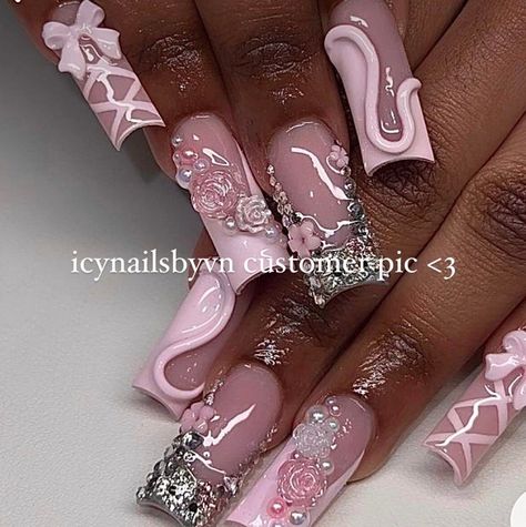 BALLERINA KITTY / luxury press on nails Hello kitty nails #zicxa-photos #zicxa #images #background #wallpaper #freepik #shutterstock #VN Boujee Nails Acrylic Medium, Pink Bling Nails Rhinestones Sparkle, Fan Nails Wide, Pink And Silver Birthday Nails, Long Cute Nail Designs, Xxxl Nails Designs, Glam Pink Nails, Pink Nails Extra, Cute Bling Nails