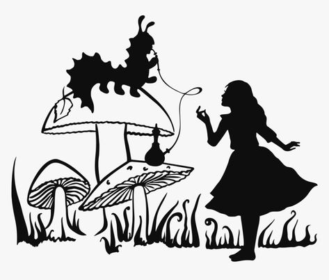 Alice In Wonderland Silhouette, Silhouette Arte, Alice And Wonderland Tattoos, Alice In Wonderland Room, Disney Wall Decals, Alice In Wonderland Drawings, Alice In Wonderland Illustrations, Wonderland Tattoo, Disney Wall