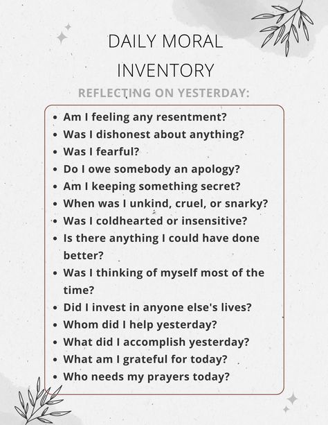 Daily Inventory Recovery, Recovery Questions, Morning Prompts, Moral Inventory, Intimate Questions, 12 Steps Recovery, Recovery Inspiration, Celebrate Recovery, Essential Questions