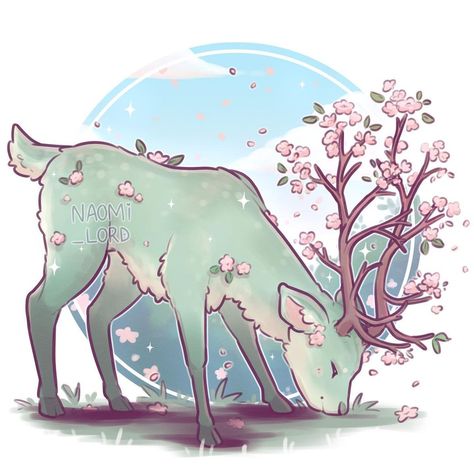 Naomi Lord’s Instagram profile post: “✨🌸 It’s my next Seasonal Deer! This time it’s Spring!! 🌸✨ (went for a cherry blossom vibe because it’s my favourite part of spring!) Only…” Naomi Lord, Spring Animals Drawing, Naomi Lord Art, Deer Illustration Cute, Cute Mythical Creatures, Cute Deer Drawing, Art Kawaii, Cute Kawaii Animals, Mythical Animal