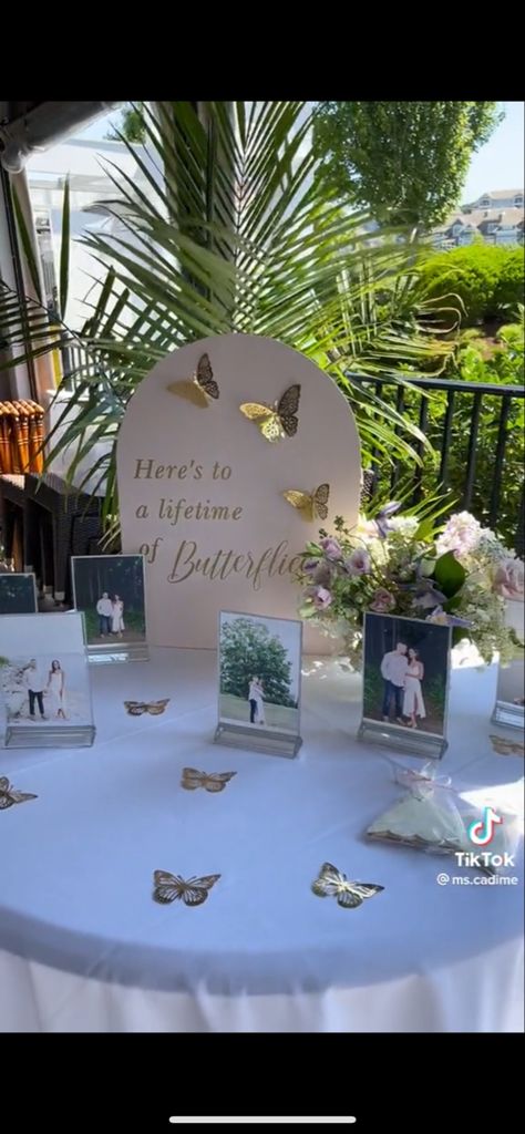 He Gave Me Butterflies Bridal Shower Theme, Butterfly Bridesmaid Proposal, Butterfly Theme Engagement Party, Butterfly Wedding Theme Centerpieces, Bridal Shower Fun Ideas, Pastel Bridal Shower Dresses, Lifetime Of Butterflies Bachelorette, Bridal Shower Decorations Butterfly, Bridal Shower Ideas Butterflies