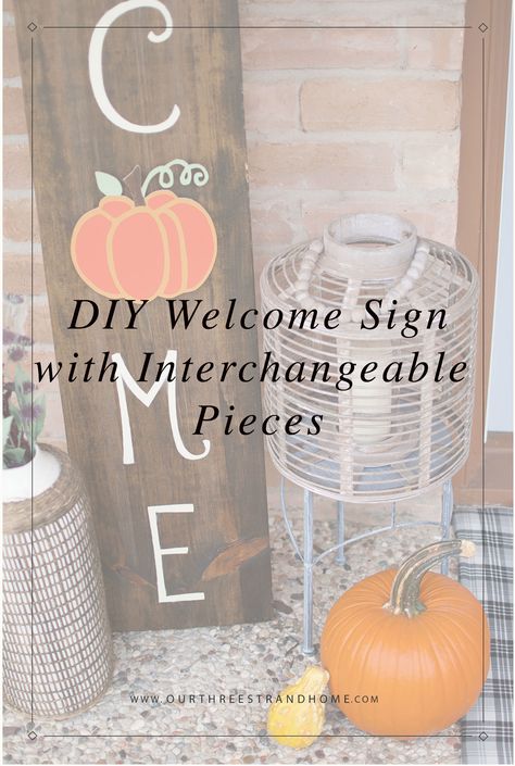 Diy Cricut Welcome Sign, Welcome Porch Sign Interchangeable, Seasonal Welcome Sign Diy, Welcome Sign With Interchangeable Pieces, Interchangeable Holiday Decor, Diy Interchangeable Welcome Sign, Cricut Welcome Sign Front Porches, Porch Signs Diy, Interchangeable Welcome Sign