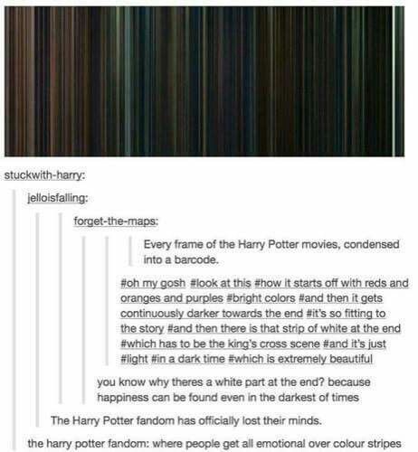 Every scene of the Harry Potter movies barcode form. I want this blown up to use it as wall art. Sleeping Dragon, About Harry Potter, Yer A Wizard Harry, Potter Facts, Potter Art, Harry Pottah, Movie Memes, Harry Potter Facts, Harry Potter Love