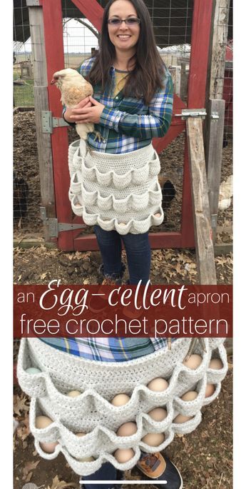 Egg Gathering Apron, Gathering Apron, Egg Aprons, Crochet Chicken, Crochet Gratis, Crochet Kitchen, Aprons Patterns, Quick Crochet, Fun Crochet Projects