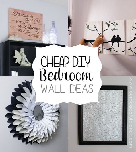 Do you need some cheap bedroom wall ideas? Here are a few things to get your creative juices flowing! We used inexpensive things plus other items we already had around the house and you’ll be amazed what we came up with. Take these ideas and adapt them to your own bedroom or any room for that matter! (These are part of our Budget Bedroom Makeover series: http://bit.ly/budgetbedroomseries ) Diy Bedroom Wall, Bedroom Wall Ideas, Owners Suite, Cheap Bedroom, Diy Home Decor For Apartments, Diy Wall Decor For Bedroom, Hang Pictures, Bedroom Makeovers, Cheap Diy Home Decor