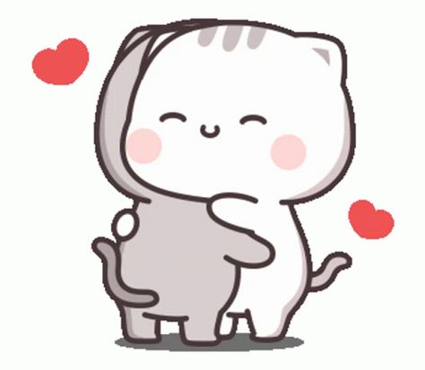 Cutie Cat-chan, Cuddling Gif, Love Animation, Hug Stickers, Doodles Bonitos, Images Emoji, Hug Gif, Cute Hug, Gambar One Direction