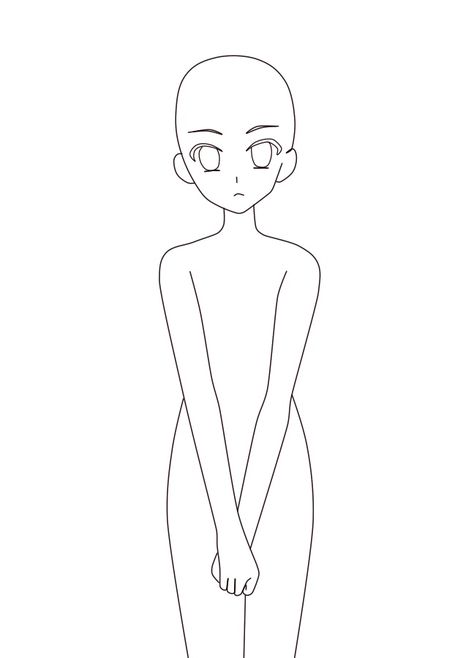 Anime Base Pose Standing, Anime Drawing Templates, Manga Base Pose, Girl Standing Drawing, Drawing Base Girl, Body Base Drawing Girl, Girl Body Base, Anime Body Base, Anime Base Pose