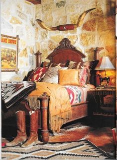 Ranch Themed Bedroom, Western Style Rooms Bedrooms, Native American Decorating Ideas, Western Bedroom Ideas Ranch Style, Aztec Bedroom Ideas, Southwestern Bedroom Ideas, Native American Bedroom, Western Bedroom Ideas, Texas Bedroom