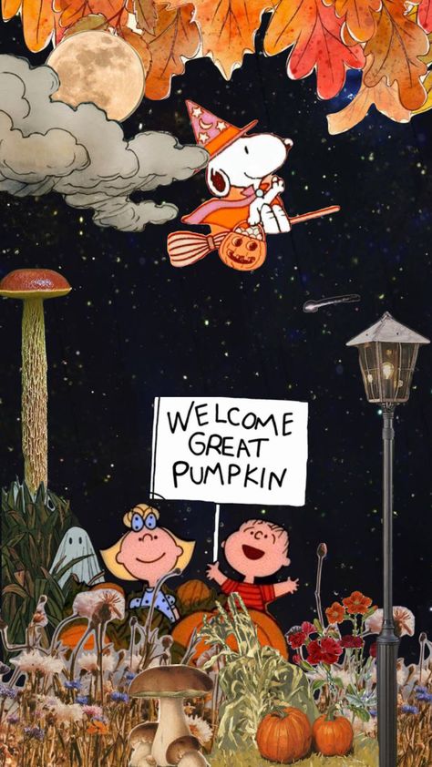 great pumpkin = best halloween movie <3 #charliebrown #fall #halloween Great Pumpkin Charlie Brown Halloween Decorations, Its The Great Pumpkin Wallpaper, Diy Charlie Brown Halloween Decorations, Snoopy Fall Background, The Great Pumpkin Wallpaper, Charlie Brown Halloween Aesthetic, Charlie Brown Halloween Wallpapers, Great Pumpkin Charlie Brown Wallpaper, Halloween Movies Aesthetic