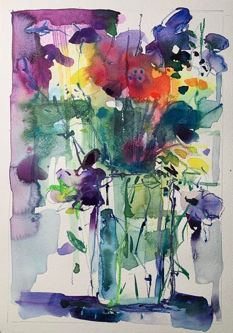 Watercolours Art, Abstract Figure Art, Favorite Paintings, Wildflower Paintings, Abstract Watercolor Landscape, Watercolor Tropical, Watercolour Flowers, Watercolor Paintings For Beginners, Abstract Floral Paintings