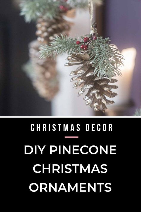 This tutorial with pictures for how to make pinecone Christmas ornaments is so easy. It's a perfect pinecone Christmas craft for kids. #fromhousetohome #ornament #christmas #christmastree #diychristmas  #themedchristmastrees Pinecone Tree Ornaments, Pinecone Ornaments Diy, Pine Cone Diy, Pinecone Christmas Ornaments, Easy Diy Christmas Ornaments, Cones Diy, Pinecone Crafts Christmas, Pine Cone Christmas, Pinecone Christmas