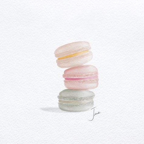 Digital watercolor painting of French macarons Macaroon Painting, Macarons Painting, Macaron Watercolor, Watercolor Macarons, Procreate Pocket, Painting Procreate, Easy Watercolor, Digital Watercolor, Pop Tarts