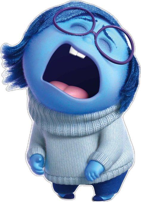 Sadness is the deuteragonist of Inside Out. She is one of the five Emotions inside the mind of Riley, along with Joy, Fear, Anger, and Disgust. According to an interview with Phyllis Smith, Sadness is the voice of reason: when Joy has an idea, she'll try and drag her down. She appears to be depressive most of the time, but there are a few instances where she is seen smiling. "None of the other Emotions really understand what Sadness’s role is. Sadness would love to be more optimistic and... Funny Disney Pictures, Humor Disney, Inside Out Emotions, Inside Out Characters, Big Teeth, Disney Cartoon Characters, 디즈니 캐릭터, Disney Inside Out, Pixar Characters