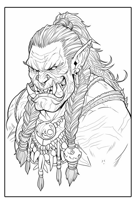 World Of Warcraft Coloring Pages, Ogre Drawing, Warcraft Drawing, Ogre Art, Wow Drawing, Viking Tattoo Symbol, Predator Alien Art, Warcraft Art, Art Basics