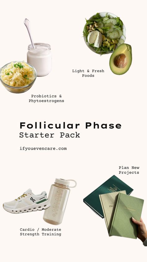 Salad, yogurt, cardio, journaling, Foods For Cycle, Follicular Phase Foods, Follicular Phase, Cycle Syncing, Hormone Balance, High Fiber Foods, Hormone Health, High Fiber, Hormone Balancing