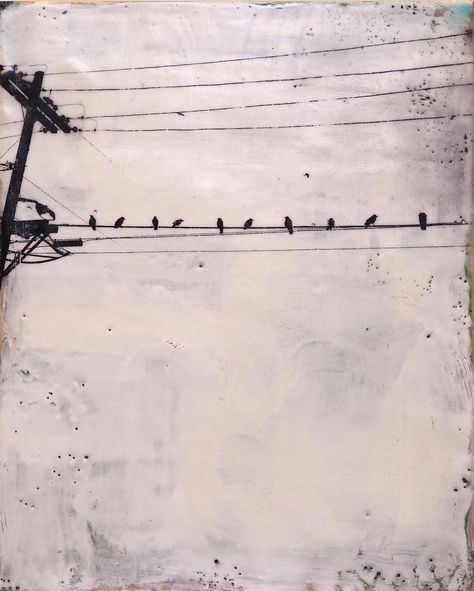 Birds On Wire Drawing, Birds On Wire Painting, Birds On A Telephone Wire, Birds On A Wire Painting, Birds On Wire, Bird On A Wire, Charcoal Paint, Birds On A Wire, Pole Art