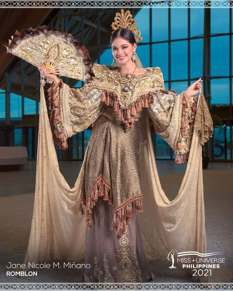 15 national-costume standouts at Miss Universe Philippines 2021 | PEP.ph Miss Philippines National Costume, Filipina Painting, Philippines National Costume, Beatrice Luigi Gomez, Barot Saya, Filipino Costume, Vintage Circus Costume, Philippines Outfit, Miss Universe National Costume