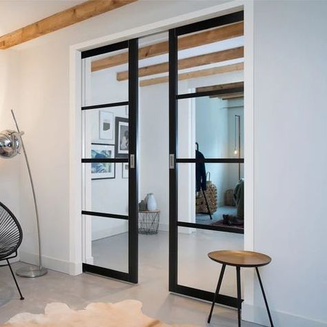 Room Dividing, Double Pocket Door, Victorian School, Crittal Doors, Double Pocket Doors, Glass Pocket Doors, Internal Glass Doors, Internal Sliding Doors, Living Tv