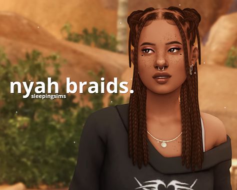 sleepingsims Maxis Match Teeth, Sims 4 Hair Cc Black Female Maxis Match, Sims 4 Hair Cc Black Female, Ts4 Cc Hair Maxis Match, Sims 4 Black Hair, 4 Braids, Cc Hair, Pelo Sims, Sims 4 Mm Cc