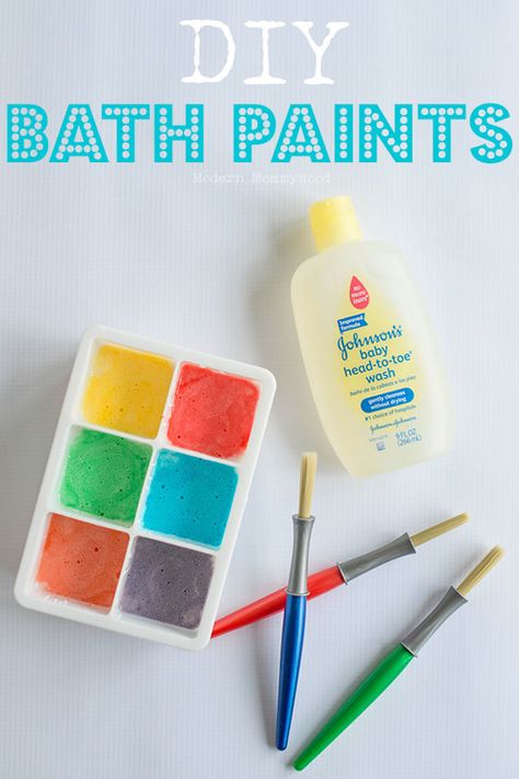 DIY bath paints are easy to make and can be made into a variety of vibrant colors for your little one to experiment with. Great sensory fun made with 4 ingredients! Bath Paint, Easy Diy Paint, Bath Time Fun, Toddler Play, How To Make Paint, Toddler Fun, Baby Crafts, Crafts For Teens, Diy Bath Products