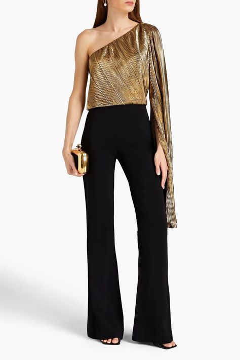 @semsem @theoutnet #outnet #semsem #plissé #lamé Golden Dress, Ink Clothes, One Shoulder Tops, Clothing Care, Top Sales, Badgley Mischka, Diane Von Furstenberg, Gowns Dresses, Jumpsuit Dress