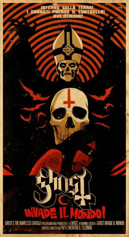 Note: I don't even like Ghost but this shit is rad!  Doom, Desert, Sludge, Stoner & Southern Metal Art Dark Posters, Zombie Queen, Ghost Fanart, Ghost Album, Rock Band Posters, Papa Emeritus, Ghost Papa, Cuadros Star Wars, Band Ghost