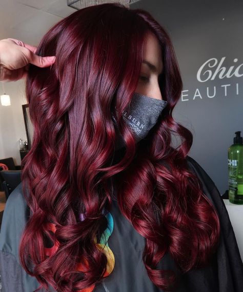 40 Top Cherry Red Hair Ideas To Try In 2024 Purple Burgundy Hair, Cherry Red Hair Color, Pelo Color Borgoña, Deep Red Hair Color, Red Purple Hair, Black Cherry Hair Color, Burgundy Red Hair, Red Hair Colors, Black Cherry Hair