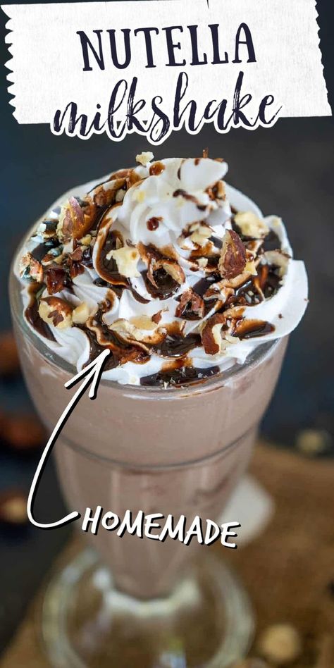 Nutella Drink, Nutella Shake, Nutella Milkshake, Yummy Milkshake Recipes, Cookie Milkshake, Frozen Drink Recipes, Frozen Cocktail Recipes, Nutella Recipes, Milkshake Recipes