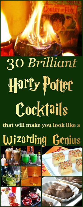 30 Incredible Harry Potter Cocktails for an epic grownup Harry Potter Party or movie night. Harry Potter Cocktails, Harry Potter Drinks, Harry Potter Marathon, Harry Potter Halloween Party, Harry Potter Theme Party, Harry Potter Food, Anniversaire Harry Potter, Harry Potter Birthday Party, Harry Potter Wedding