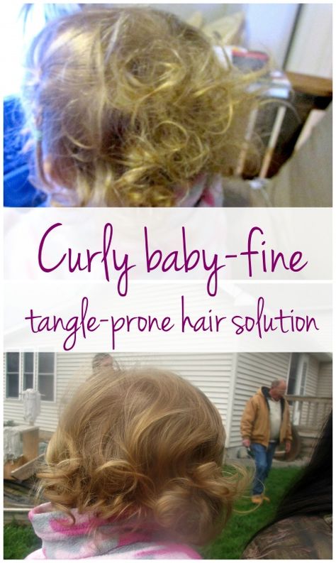 If you have a baby toddler or little girl with baby-fine curly hair that is tangle prone - here is the solution that we found to make Kelsie's hair more manageable. Baby Curly Hair Products, Toddler Hair Products, Baby Hair Products, Toddler Curly Hair, Baby Curls, Toddler Haircuts, Hair Solution, Fine Curly Hair, Toddler Hairstyles Girl