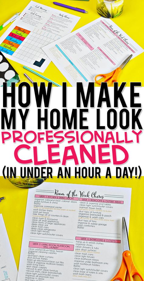 Great tips for making your home look professionally cleaned... includes free colorful printable weekly cleaning schedule! The checklist makes the perfect routine for a working mom or stay at home mom. || Homemaking Hacks || Secrets to a clean home Monthly Deep Cleaning Schedule Free Printable, Weekly Cleaning Schedule For Working Women, Cleaning Schedule For Working Women, Fly Lady Cleaning Schedule, Homemaking Hacks, Free Printable Cleaning Schedule, Perfect Routine, Fly Lady, Cleaning Schedules