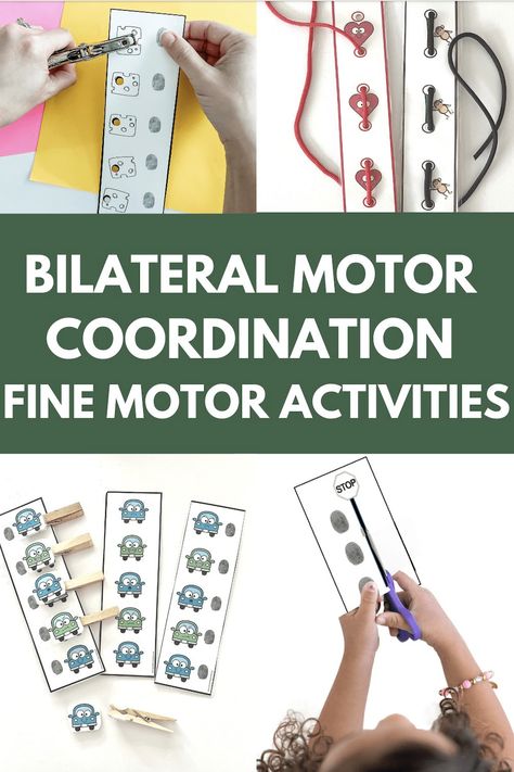 Bilateral motor coordination skills is the ability to use and coordinate both side of the body in a symmetrical manner. In order to have bilateral motor coordination skills, you must have control at your shoulder allowing your hands to come together to midline to perform a task. The most common fine motor activities you will … Bilateral Motor Coordination Fine Motor Activities for Pediatric Occupational Therapy Read More » Coordination Activities, Bilateral Coordination, Motor Coordination, Occupational Therapy Activities, Pediatric Occupational Therapy, Fine Motor Skills Development, Development Activities, Occupational Therapist, Fine Motor Activities