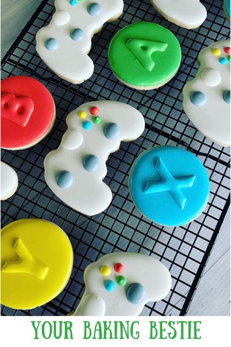 Gamer Cookies Gaming Royal Icing Cookies, Gaming Cookies Decorated, Gamer Cookies Decorated, Video Game Cookies Decorated, Gaming Cookies, Gamer Cookies, Video Game Cookies, Sugar Cookie Decorating Icing, Cookie Decorating Icing