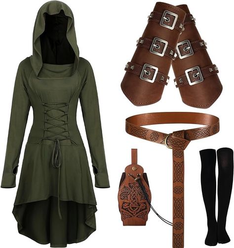 Elf Kostüm, Medieval Cloak, Women Costume, Elf Costume, Hooded Robe, Medieval Dress, Medieval Fashion, Gothic Dress, Women's Costumes