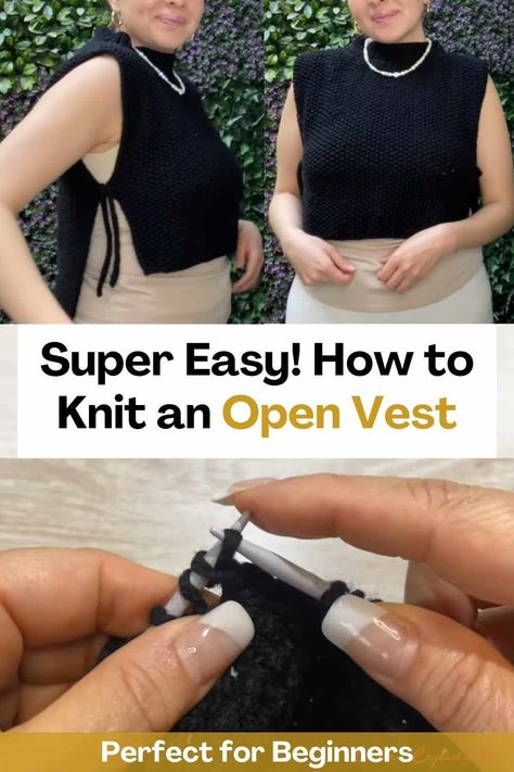 With this incredible video tutorial, you will learn how to knit a cute open vest. The creator of this video will give you all the instructions you need step by step so that the result of your knitting is perfect.Knitting this vest is super easy and fast, perfect for beginners! It is also very beautiful and comfortable. You can get creative and do it with the color of yarn that you like the most. Knitted Vest Over Shirt, Open Back Knit Top Pattern, Knitting Patterns Free Vest, Open Vest Knitting Pattern, Knit Vest Tutorial, How To Knit A Vest For Beginners, Free Knitted Vest Pattern, Easy Vest Knitting Pattern, Crochet Open Vest Free Pattern