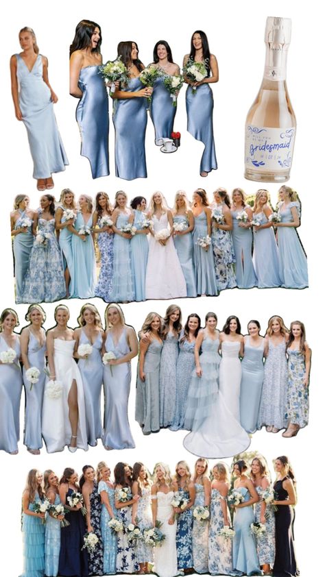 Baby Blue Bridesmaid Dresses, Different Bridesmaid Dresses, Wedding Goals, Something Blue, Baby Blue, Baby Dress, Off White, Bridesmaid Dresses, Wedding Dress