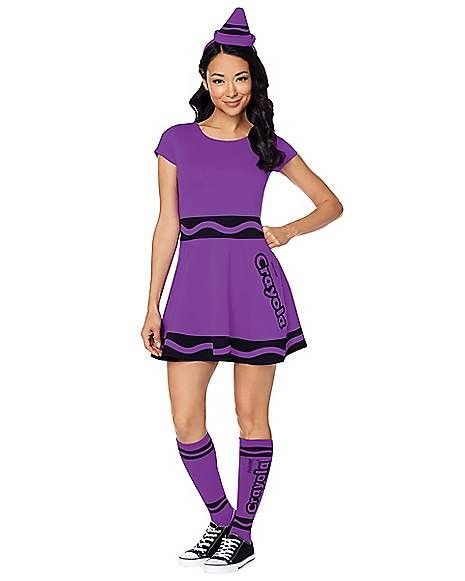 Crayon Headband, Crayon Dress, Crayon Costume, Halloween Spirit Store, Home Halloween Costumes, Violet Dress, Purple Style, Violet Dresses, Crayola Crayons