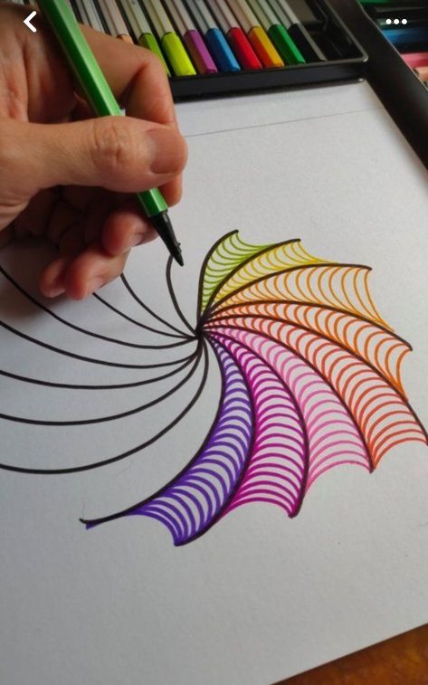 Cool Colors Drawing, Drawing Of A Pen, Color Element Of Art, Ideas On What To Draw, Colored Pencil Doodles, Drawings Ideas For Kids, Drawings To Try, Colorful Zentangle, Zentangle Pens