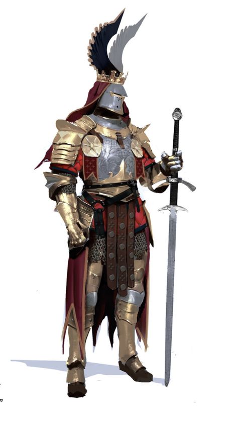 Modern Day Knight Armor, Red Armour Knight, Historical Knight Armor, Raid Shadow Legends, Medieval Knight Armor, Knight Armour, Ornate Knight Armor, Armor Drawing, Knight Art