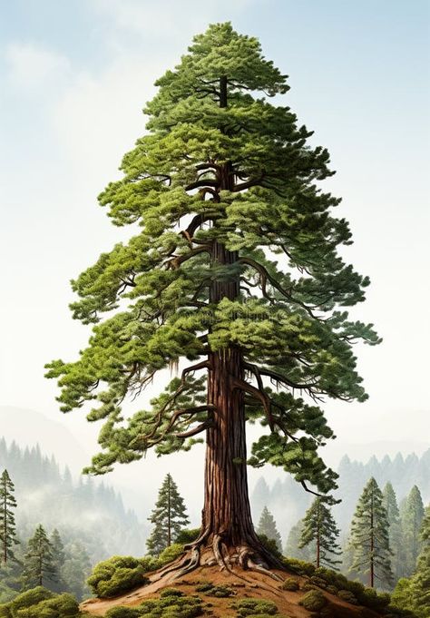 Giant sequoia, big mahogany, symbol of USA - AI generated image royalty free stock images Giant Sequoia Trees, Giant Sequoia, Wedding Tree Guest Book, Sequoia Tree, Unique Guest Book, Tree Sketches, Redwood Tree, Drawing Studies, Miniature Trees