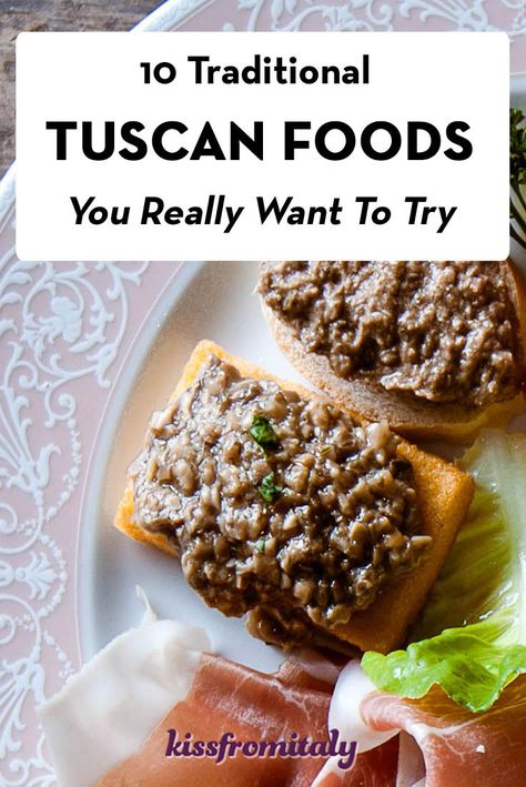 You think you know Tuscan food ? So you are familiar with coccoli, castagnaccio and ribollita. No? Well then read here about some amazing foods from Tuscany! #kissfromitaly #italyfood #italytravel Tuscan Food Recipes, Authentic Tuscan Recipes Italy, Traditional Tuscan Recipes, Tuscany Food Recipes, Tuscan Food Traditional, Authentic Tuscan Recipes, Rustic Italian Food, Tuscan Recipes Authentic, Tuscan Appetizers